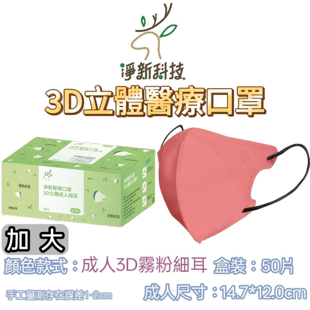 【愛淘購物】淨新醫用口罩 3D立體醫療口罩 台灣製造 3D立體成人 醫療級口罩 立體口罩-規格圖8