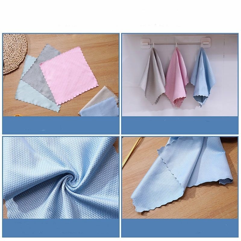 【愛淘購物】魚鱗格抹布 魚鱗格百潔布玻璃抹布 不留水痕玻璃布 不易掉毛強吸水 抹布 百潔布-細節圖7