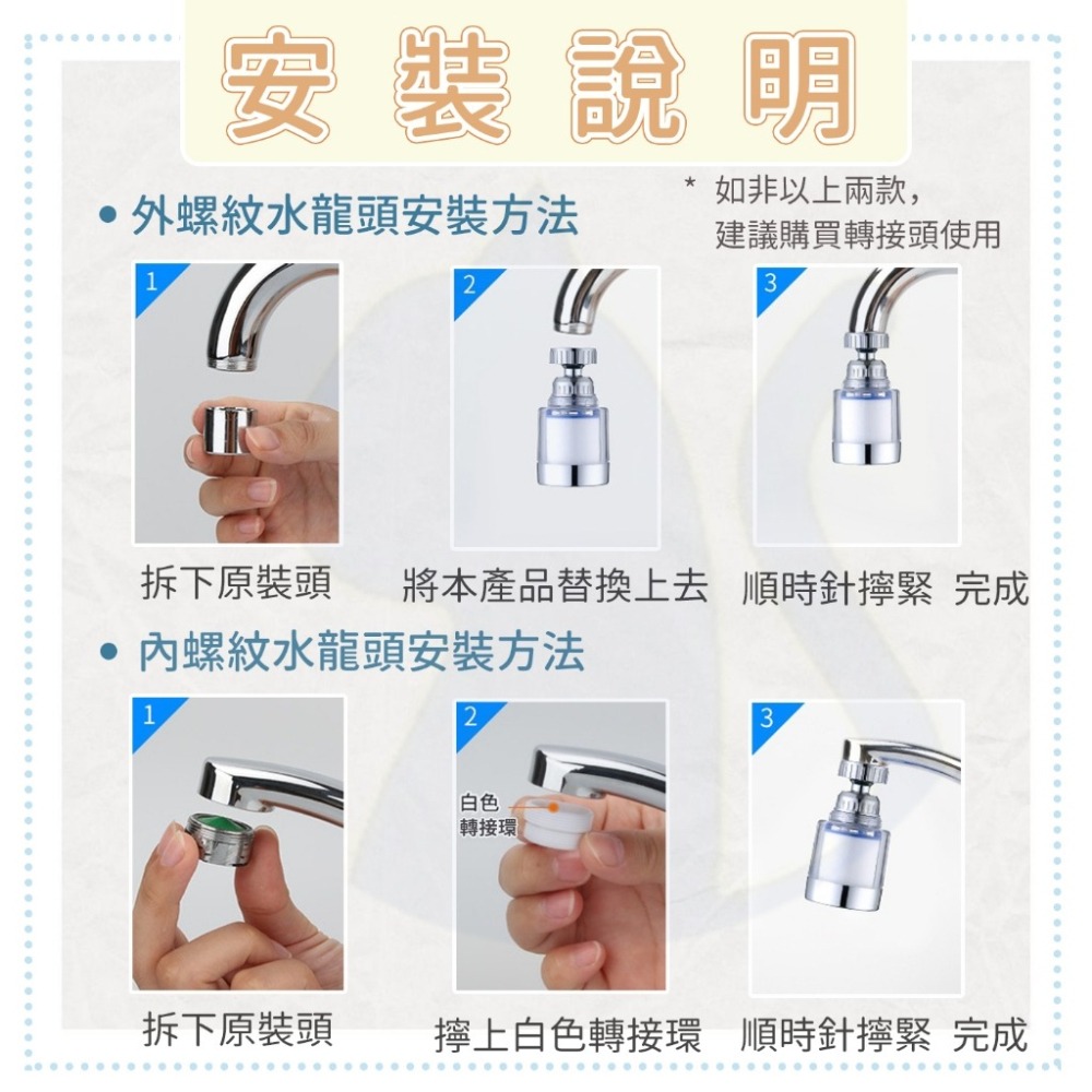 【愛淘購物】水龍頭 過濾 廚房水龍頭 節水器 花灑 水龍頭濾心 除氯 除氯球 洗臉台過濾 洗手台過濾-細節圖2