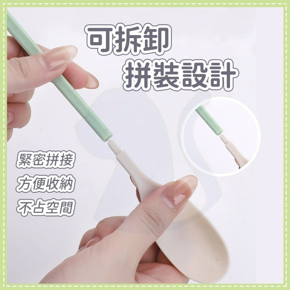 【愛淘購物】小麥餐具組 湯匙 筷子 叉子 可折疊 小麥秸稈 三件組 盒裝 湯匙+筷子+叉子 餐具 禮品-細節圖4