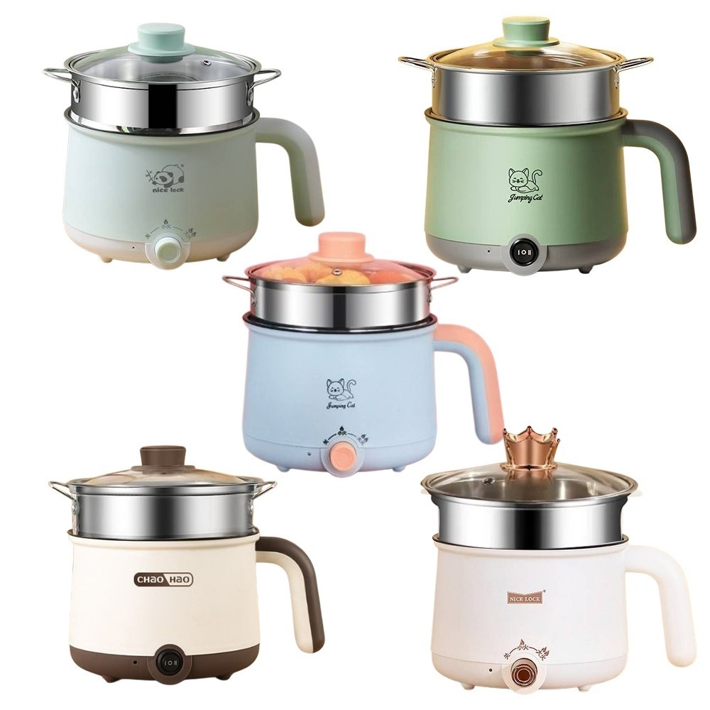 【愛淘購物】不鏽鋼快煮鍋1.8L 附蒸籠 電煮鍋 蒸煮鍋 料理鍋 泡麵鍋 宿舍鍋 火鍋 蒸炒煎煮 上蒸下煮-細節圖2