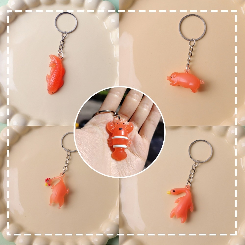 【愛淘購物】變色烤鴨吊飾 鑰匙圈 烤雞 魚 豬 蝦 螃蟹  照射陽光變色 變色烤鴨掛件 汽車掛件吊飾-細節圖7