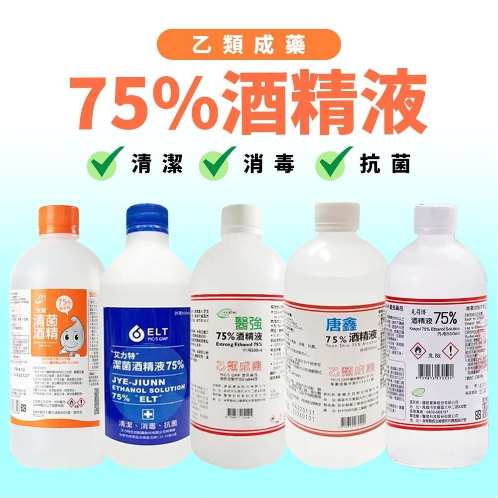 【愛淘購物】醫強 75％酒精 500ML 唐鑫 克司博 生發 艾力特 酒精液 清菌酒精 乙類成藥 噴頭-細節圖2