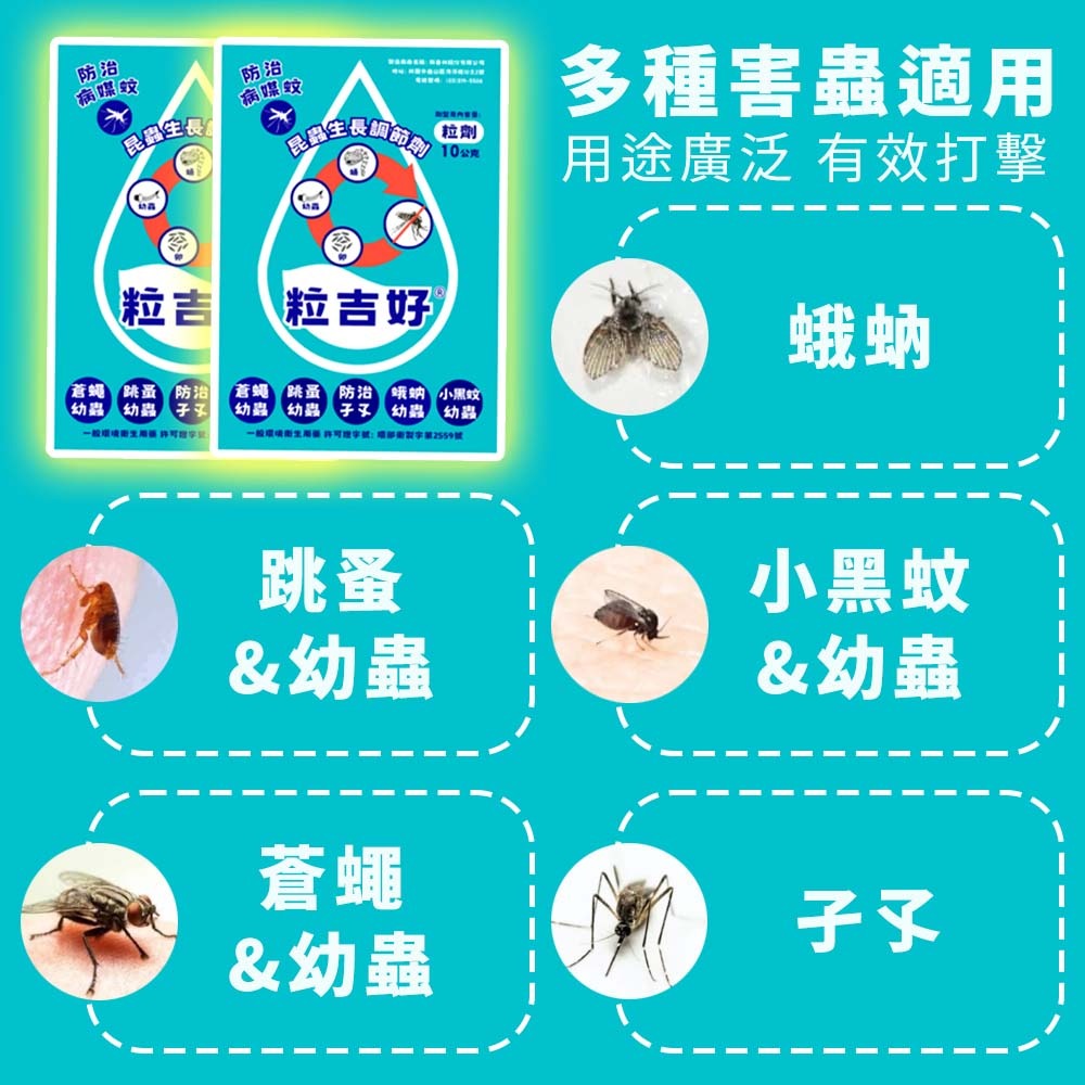 【愛淘購物】粒吉好 昆蟲生長調節劑 10g 防治蛾蚋 孑孓 蒼蠅 跳蚤 蛾蚋 小黑蚊幼蟲 害蟲防治 台灣製造-細節圖6