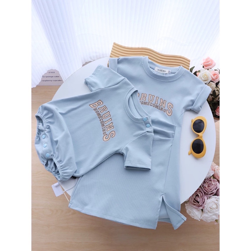 《嬰兒》韓版夏季新款寬鬆字母短袖包屁衣（一家三口/一家四口）✨-細節圖3