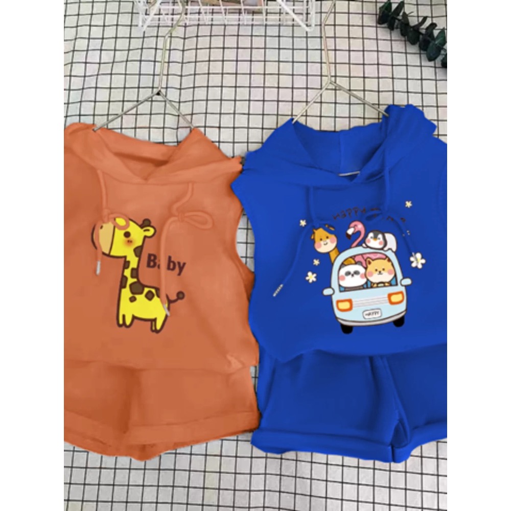 🦒 可愛長頸鹿印花連帽上衣/🚗 萌趣動物派對連帽上衣-細節圖3