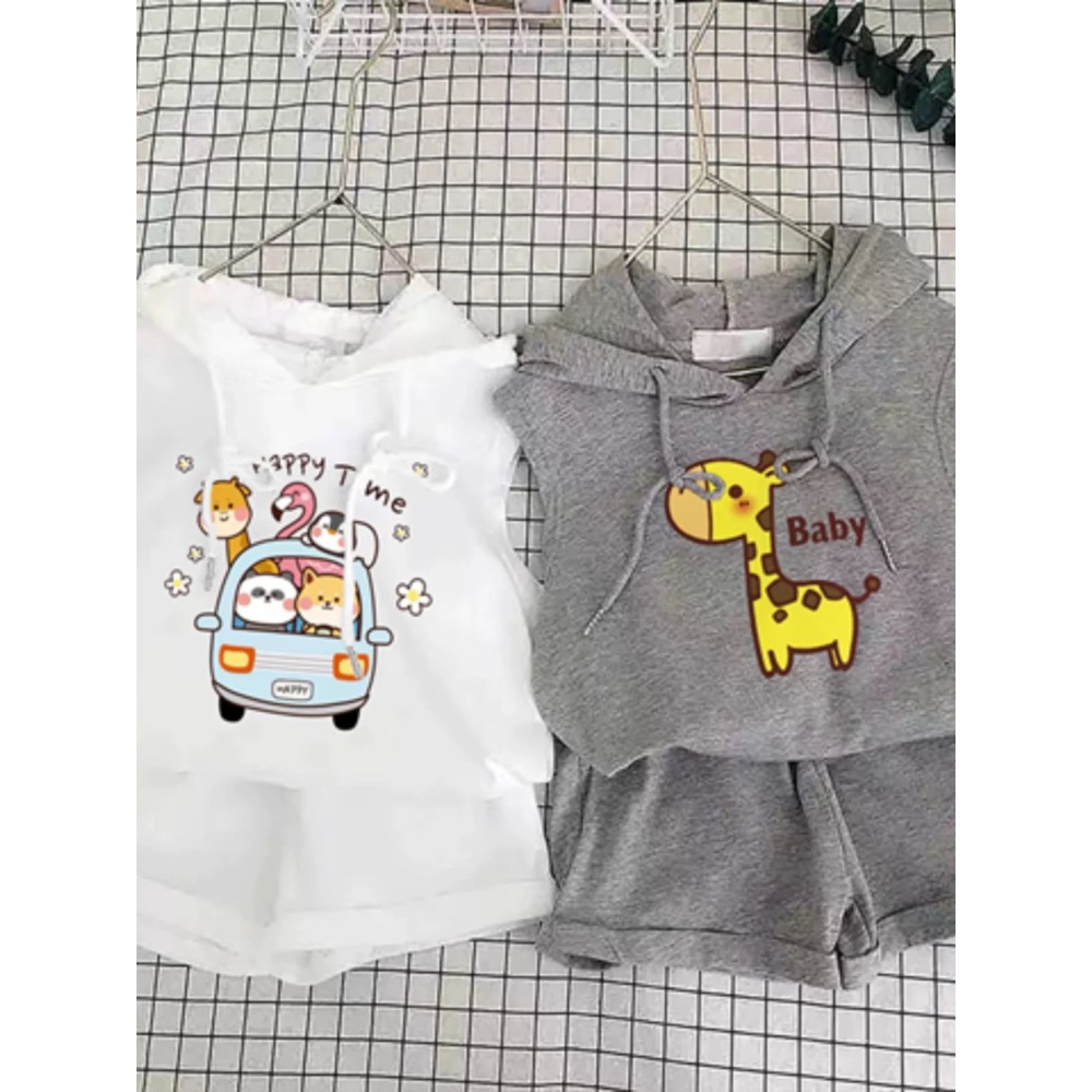 🦒 可愛長頸鹿印花連帽上衣/🚗 萌趣動物派對連帽上衣-細節圖5