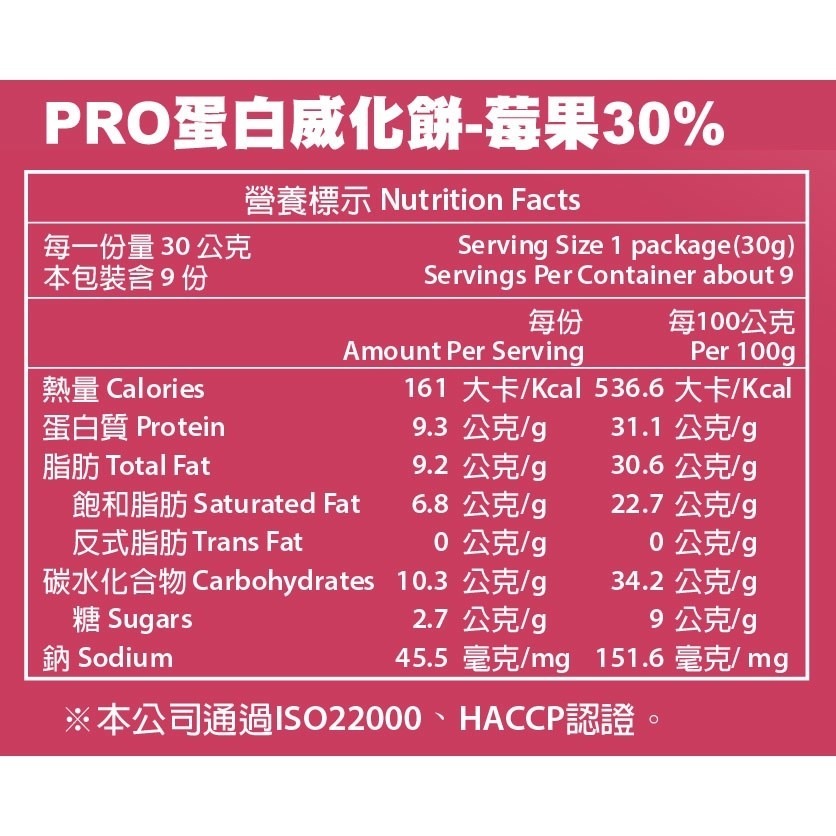 【Walkplus】PRO蛋白威化餅30% 每盒9片270g 台灣製莓果 巧克力 運動補給品 mct 現貨 分離高蛋白-細節圖7