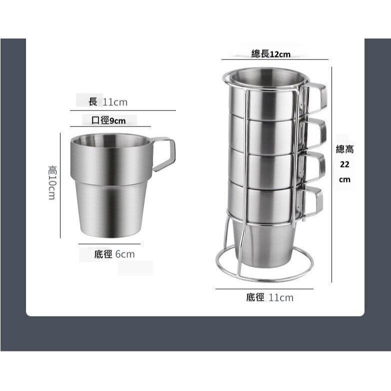 304不鏽鋼露營杯 收納組 野營裝備套裝杯 保溫杯 折疊把手雙層隔熱咖啡杯燒烤啤酒杯登山水杯 鋼杯 不鏽鋼杯4件組-細節圖2