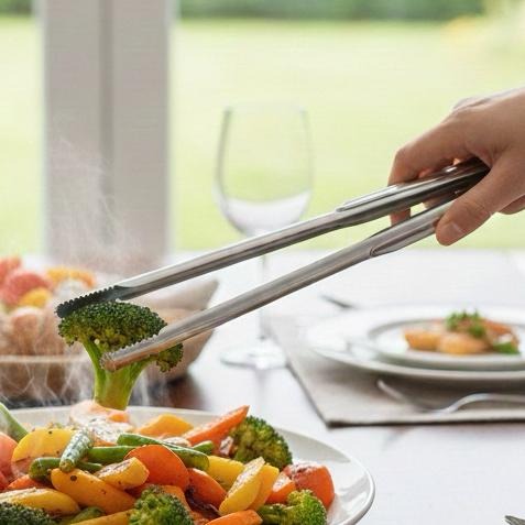 304不鏽鋼食物夾 公筷夾 不鏽鋼夾 分菜夾 烤肉夾 料理夾 火鍋 過年 附收納套-細節圖2