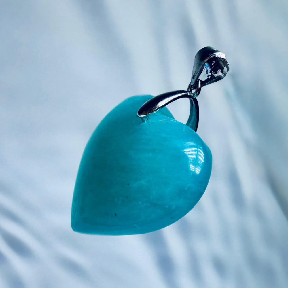 ღ꙼̈貝蒂の城堡ღ꙼̈ 巴西 天河石 愛心 S925純銀扣頭 幸運之石-細節圖2