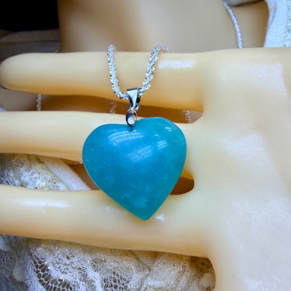 ღ꙼̈貝蒂の城堡ღ꙼̈ 巴西 天河石 愛心 S925純銀扣頭 幸運之石-細節圖5