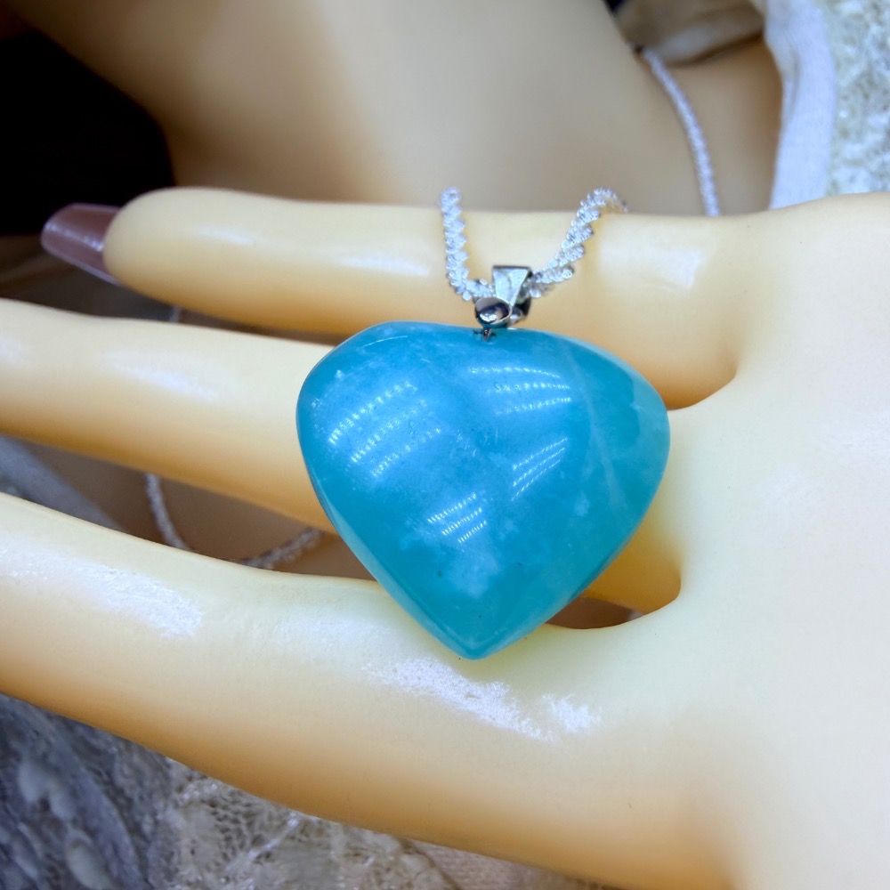 ღ꙼̈貝蒂の城堡ღ꙼̈ 巴西 天河石 愛心 S925純銀扣頭 幸運之石-細節圖6