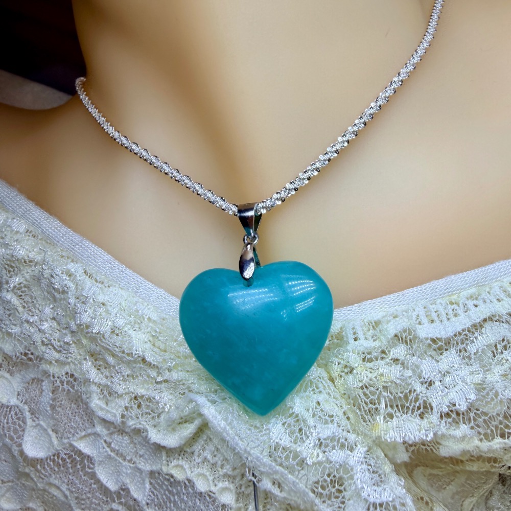 ღ꙼̈貝蒂の城堡ღ꙼̈ 巴西 天河石 愛心 S925純銀扣頭 幸運之石-細節圖7