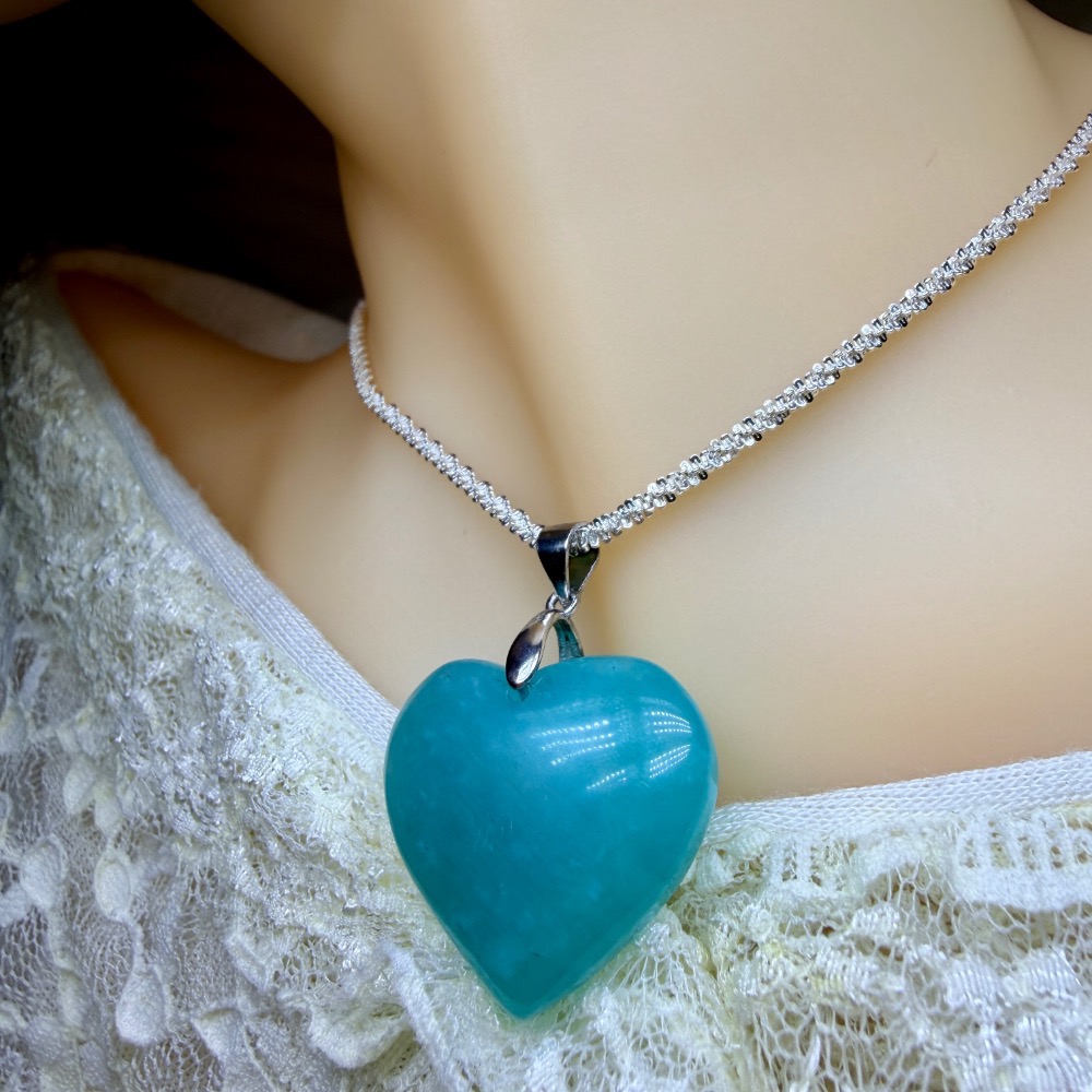 ღ꙼̈貝蒂の城堡ღ꙼̈ 巴西 天河石 愛心 S925純銀扣頭 幸運之石-細節圖8