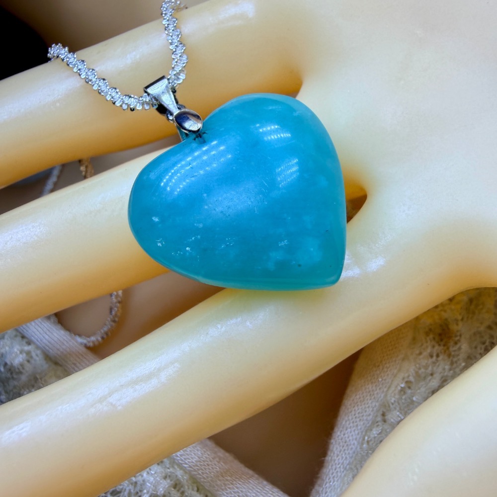 ღ꙼̈貝蒂の城堡ღ꙼̈ 巴西 天河石 愛心 S925純銀扣頭 幸運之石-細節圖10