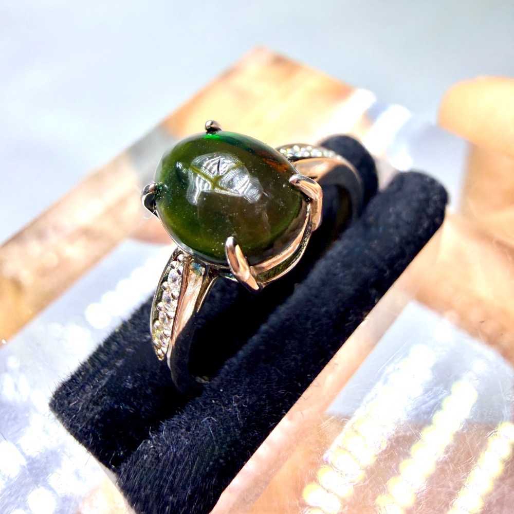 ღ꙼̈貝蒂の城堡ღ꙼̈墨西哥 黑歐珀 蛋面 2克拉 S925純銀 戒指-細節圖9