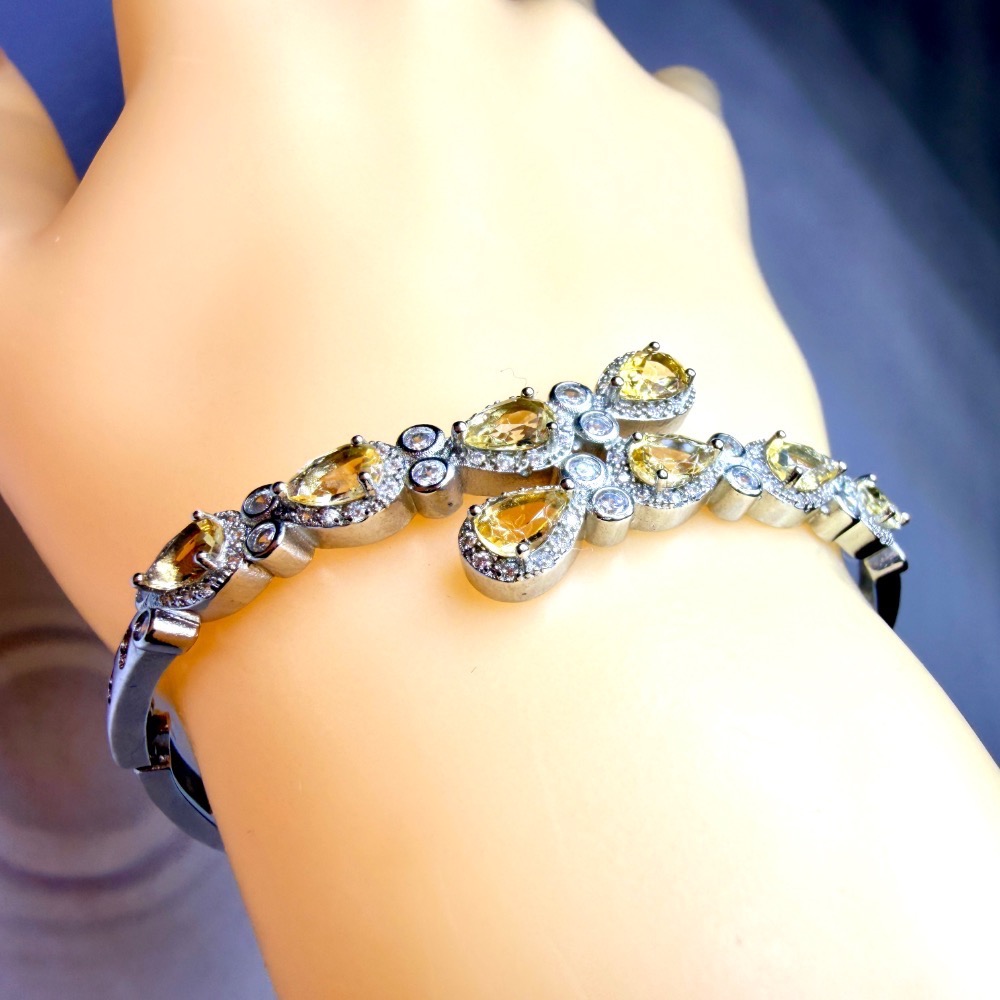 ღ꙼̈貝蒂の城堡ღ꙼̈ 巴西 黃水晶 聚財之石 鈦鋼 手鐲-細節圖4