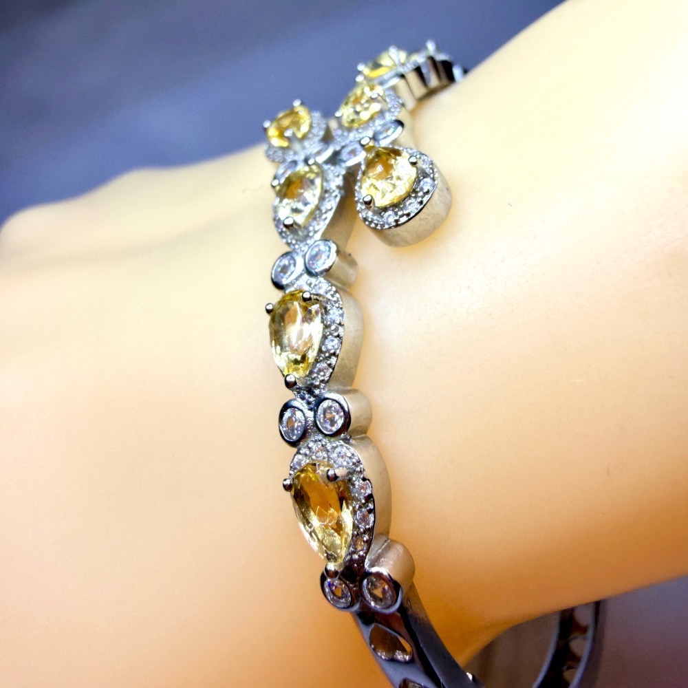 ღ꙼̈貝蒂の城堡ღ꙼̈ 巴西 黃水晶 聚財之石 鈦鋼 手鐲-細節圖5