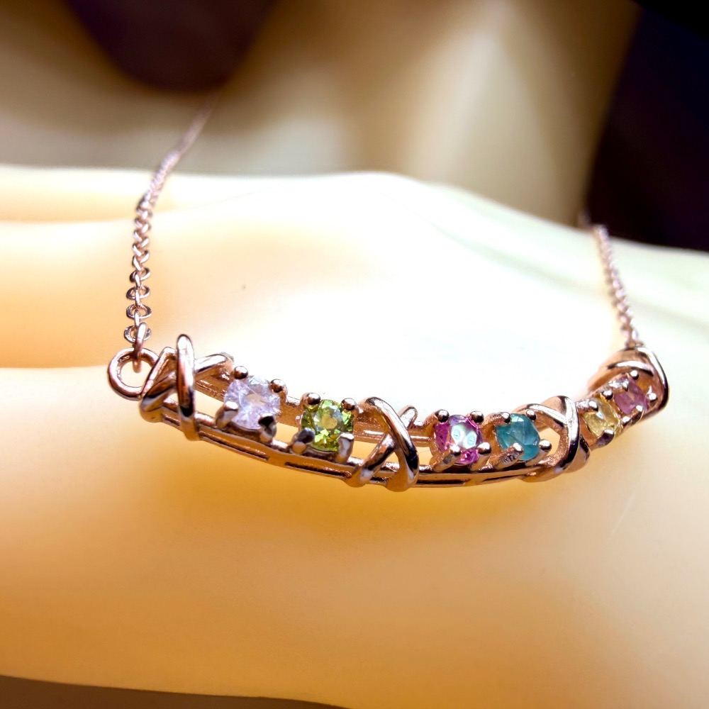 ღ꙼̈貝蒂の城堡ღ꙼̈ 純淨體 彩碧璽 微笑套鏈 S925純銀-細節圖8