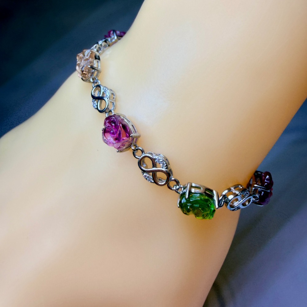 ღ꙼̈貝蒂の城堡ღ꙼̈ 淨透體 彩碧璽 玫瑰 S925純銀 手鏈-細節圖11