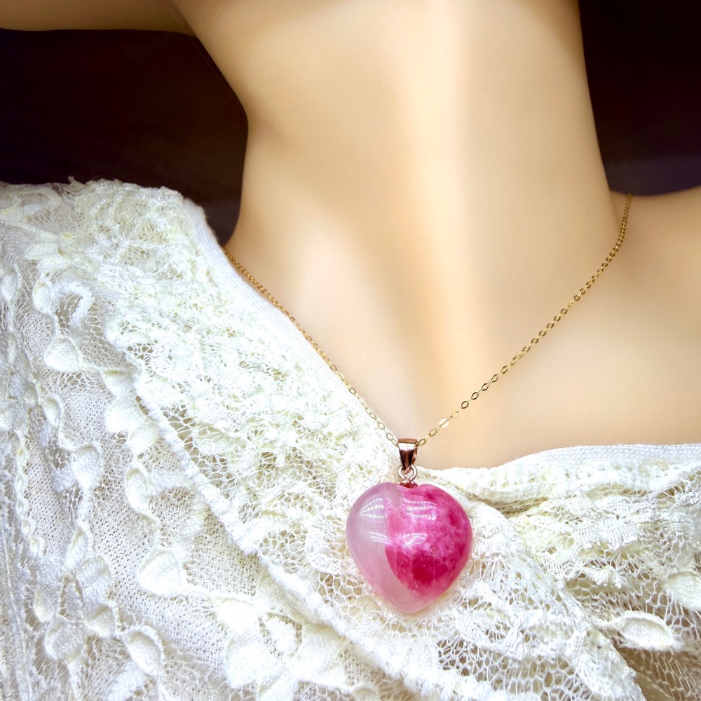 ღ꙼̈貝蒂の城堡ღ꙼̈ 薔薇輝 玉化 櫻花雨 愛心S925純銀 吊墜-細節圖5