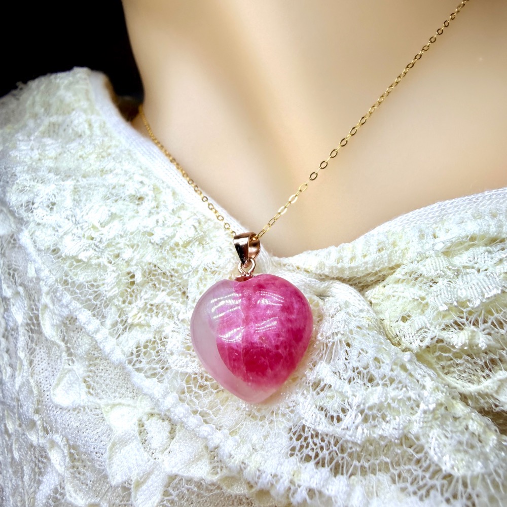 ღ꙼̈貝蒂の城堡ღ꙼̈ 薔薇輝 玉化 櫻花雨 愛心S925純銀 吊墜-細節圖6