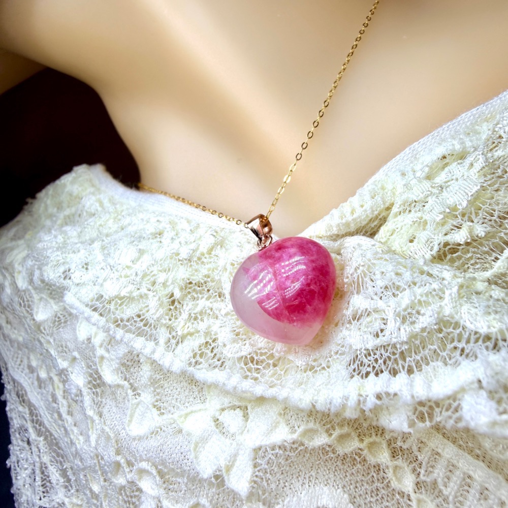 ღ꙼̈貝蒂の城堡ღ꙼̈ 薔薇輝 玉化 櫻花雨 愛心S925純銀 吊墜-細節圖7