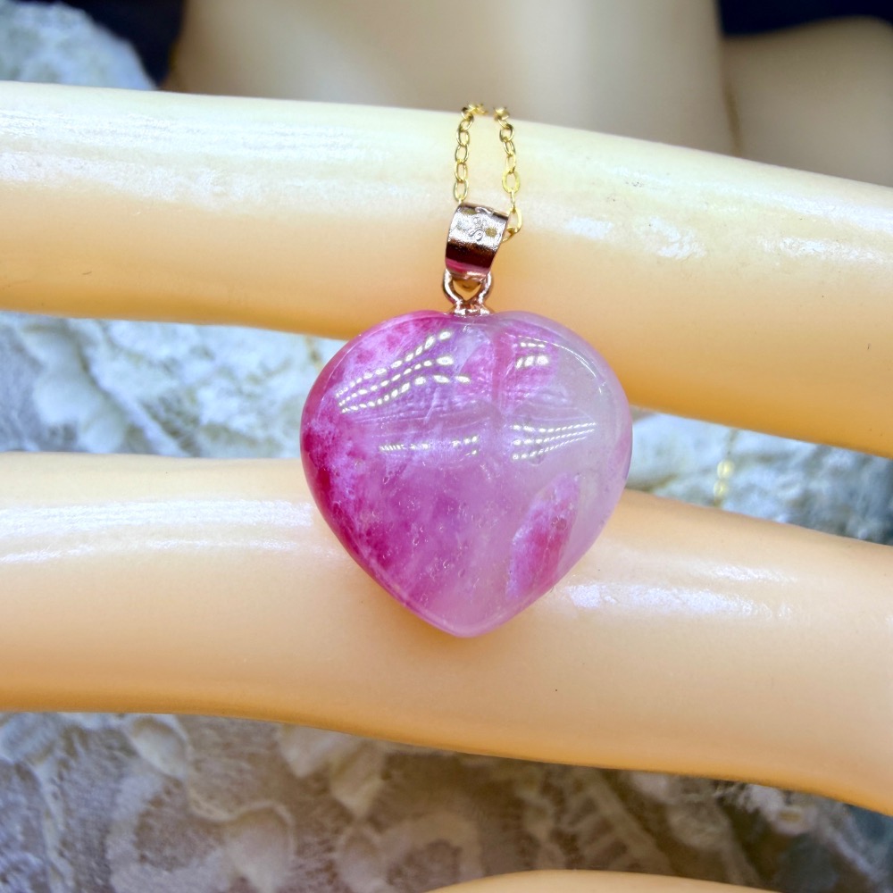 ღ꙼̈貝蒂の城堡ღ꙼̈ 薔薇輝 玉化 櫻花雨 愛心S925純銀 吊墜-細節圖10