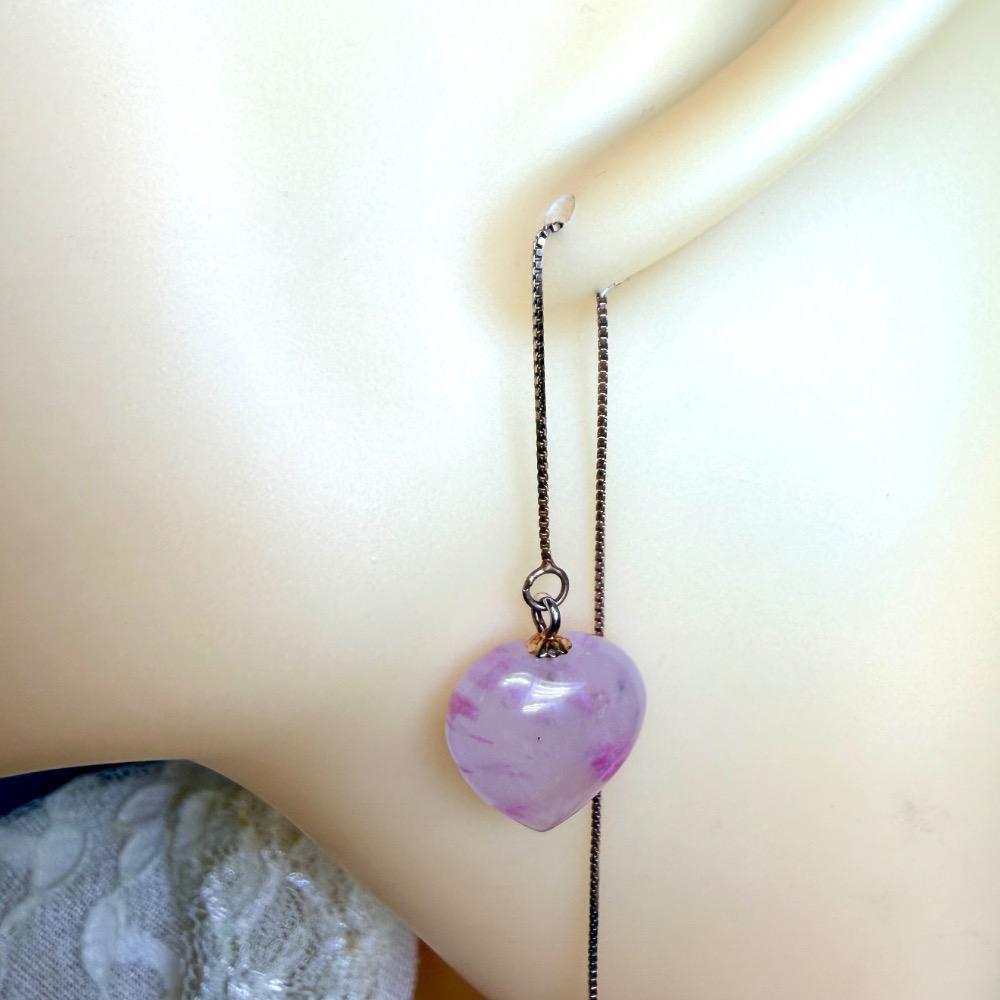 ღ꙼̈貝蒂の城堡ღ꙼̈ 薔薇輝 玉化 櫻花雨 愛心 耳線 S925純銀-細節圖8