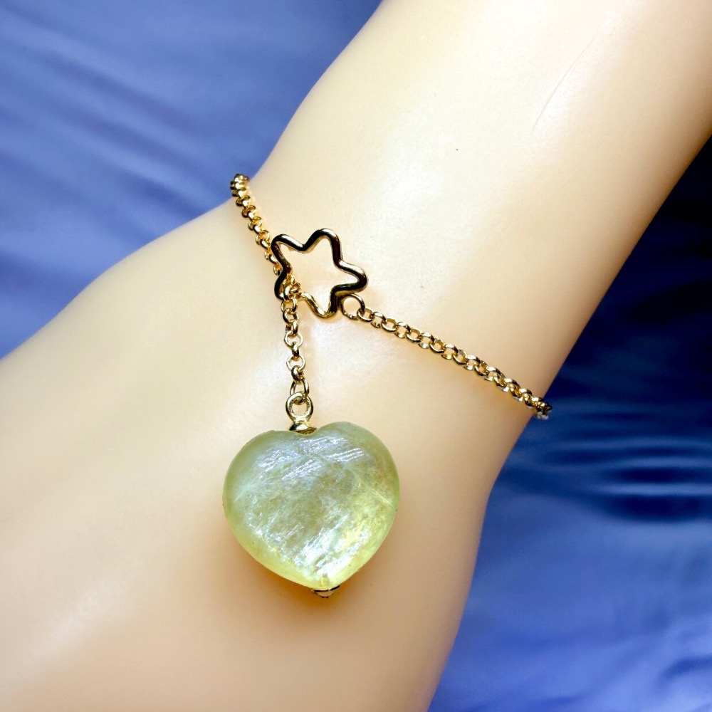 ღ꙼̈貝蒂の城堡ღ꙼̈ 黃金鋰雲母 愛心 手鏈 S925純銀-細節圖2