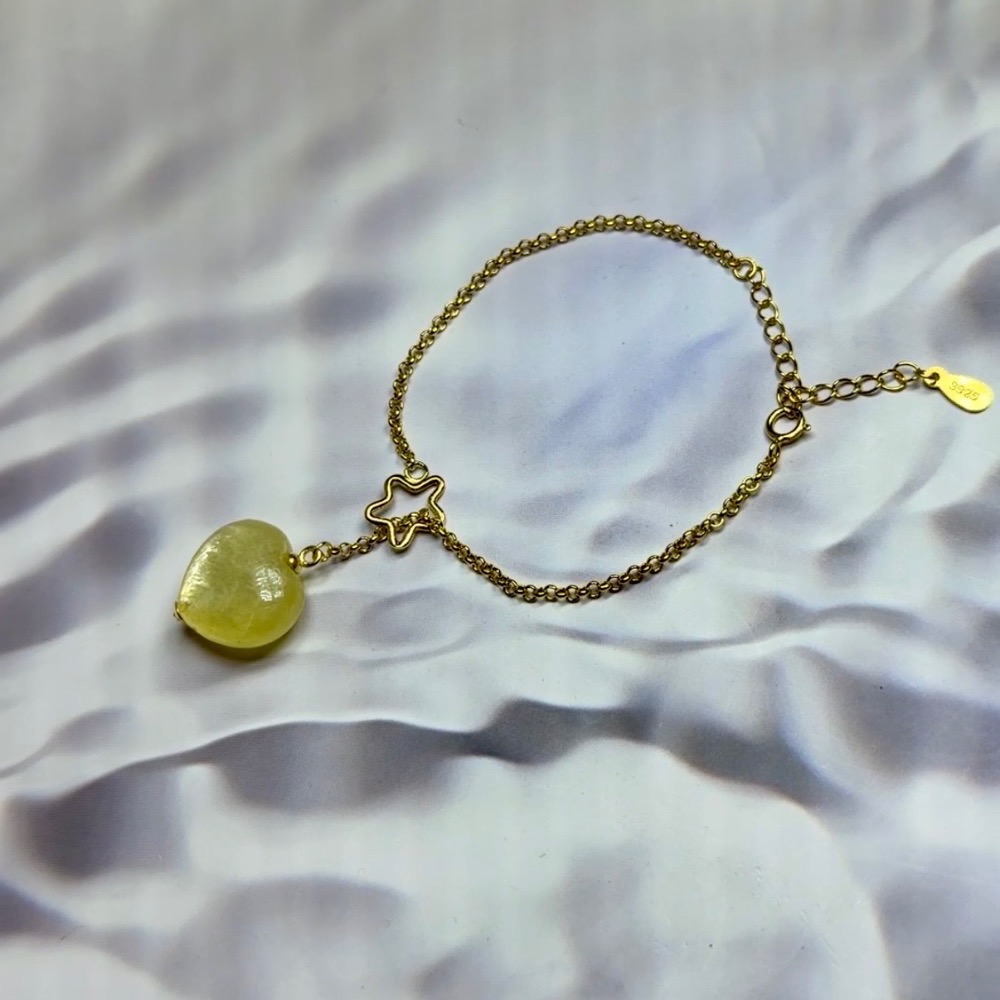 ღ꙼̈貝蒂の城堡ღ꙼̈ 黃金鋰雲母 愛心 手鏈 S925純銀-細節圖6