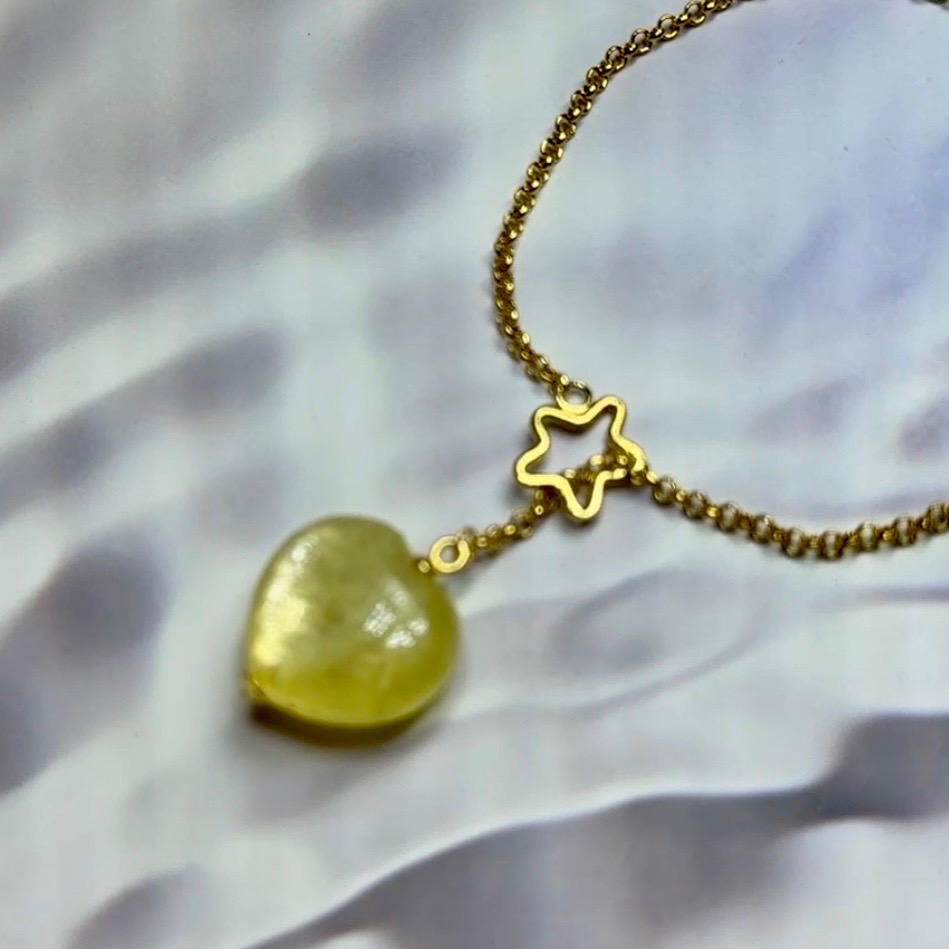 ღ꙼̈貝蒂の城堡ღ꙼̈ 黃金鋰雲母 愛心 手鏈 S925純銀-細節圖7