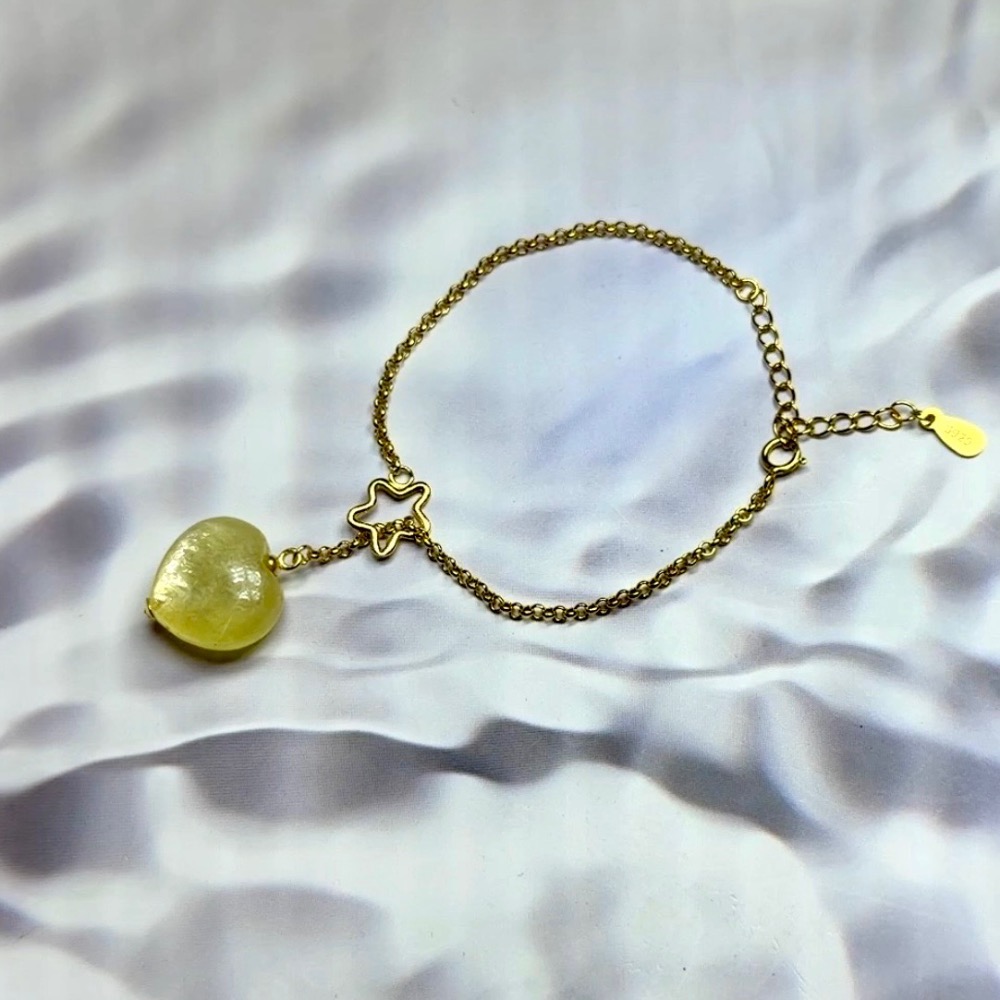 ღ꙼̈貝蒂の城堡ღ꙼̈ 黃金鋰雲母 愛心 手鏈 S925純銀-細節圖9