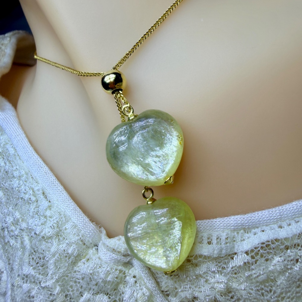 ღ꙼̈貝蒂の城堡ღ꙼̈ 黃金鋰雲母 愛心 套鏈 項鏈 S925純銀-細節圖3