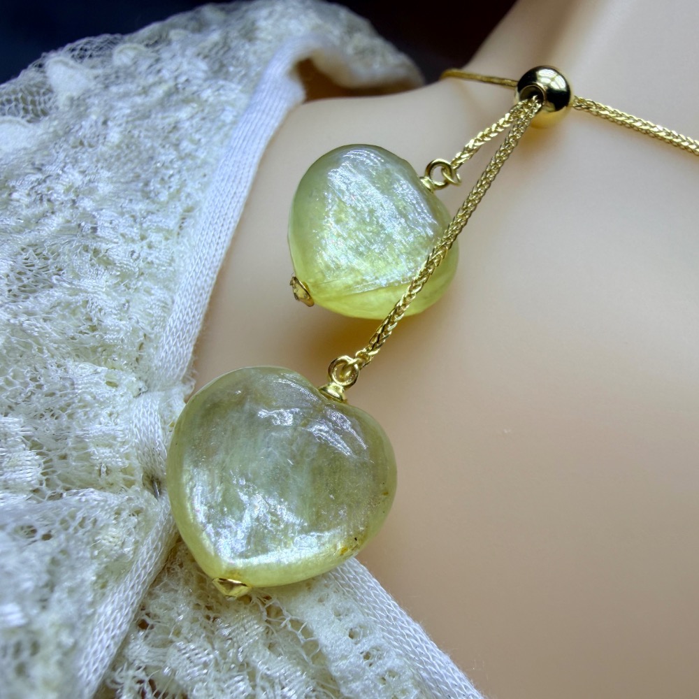 ღ꙼̈貝蒂の城堡ღ꙼̈ 黃金鋰雲母 愛心 套鏈 項鏈 S925純銀-細節圖4