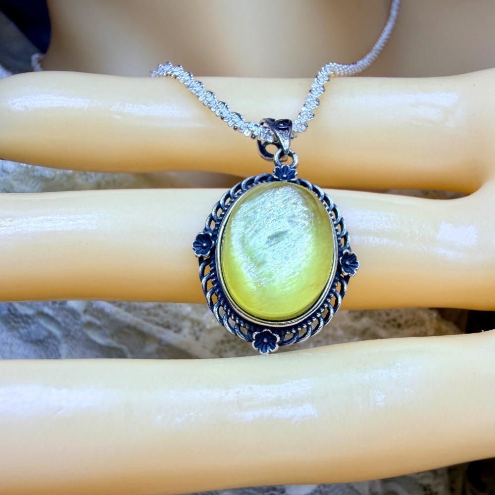 ღ꙼̈貝蒂の城堡ღ꙼̈ 黃金鋰雲母 金祖母晶 S925純銀 吊墜-細節圖4