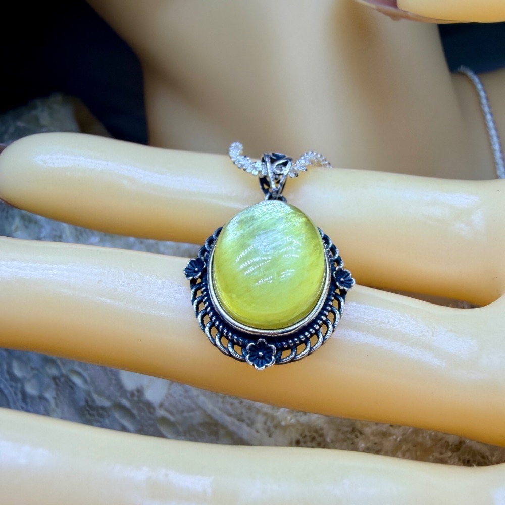 ღ꙼̈貝蒂の城堡ღ꙼̈ 黃金鋰雲母 金祖母晶 S925純銀 吊墜-細節圖6