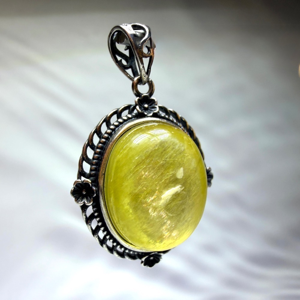 ღ꙼̈貝蒂の城堡ღ꙼̈ 黃金鋰雲母 金祖母晶 S925純銀 吊墜-細節圖9