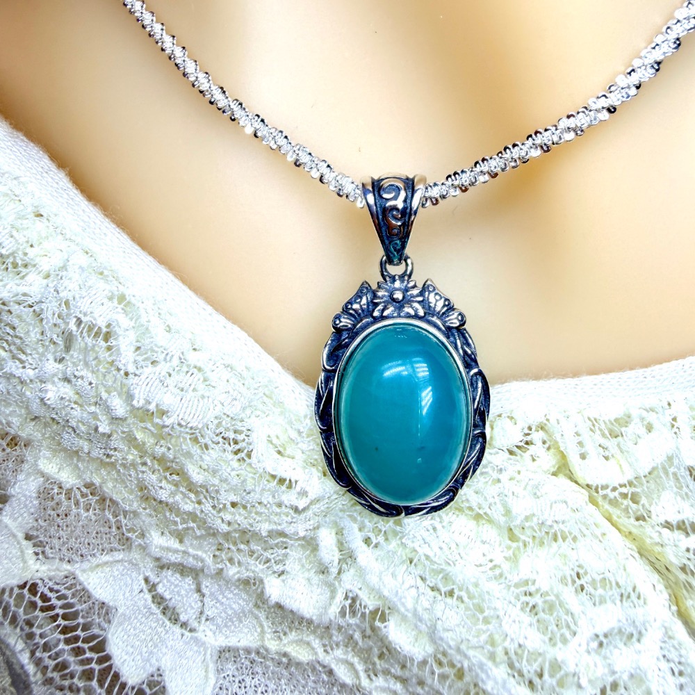 ღ꙼̈貝蒂の城堡ღ꙼̈ 巴西 天河石 戒指 吊墜 S925 純銀 自信幸運石 希望之石-細節圖7