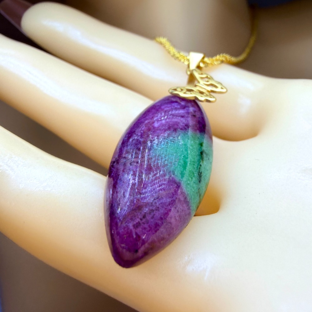 ღ꙼̈貝蒂の城堡ღ꙼̈ 坦桑尼亞 原礦 紅綠寶 S925純銀 吊墜-細節圖5