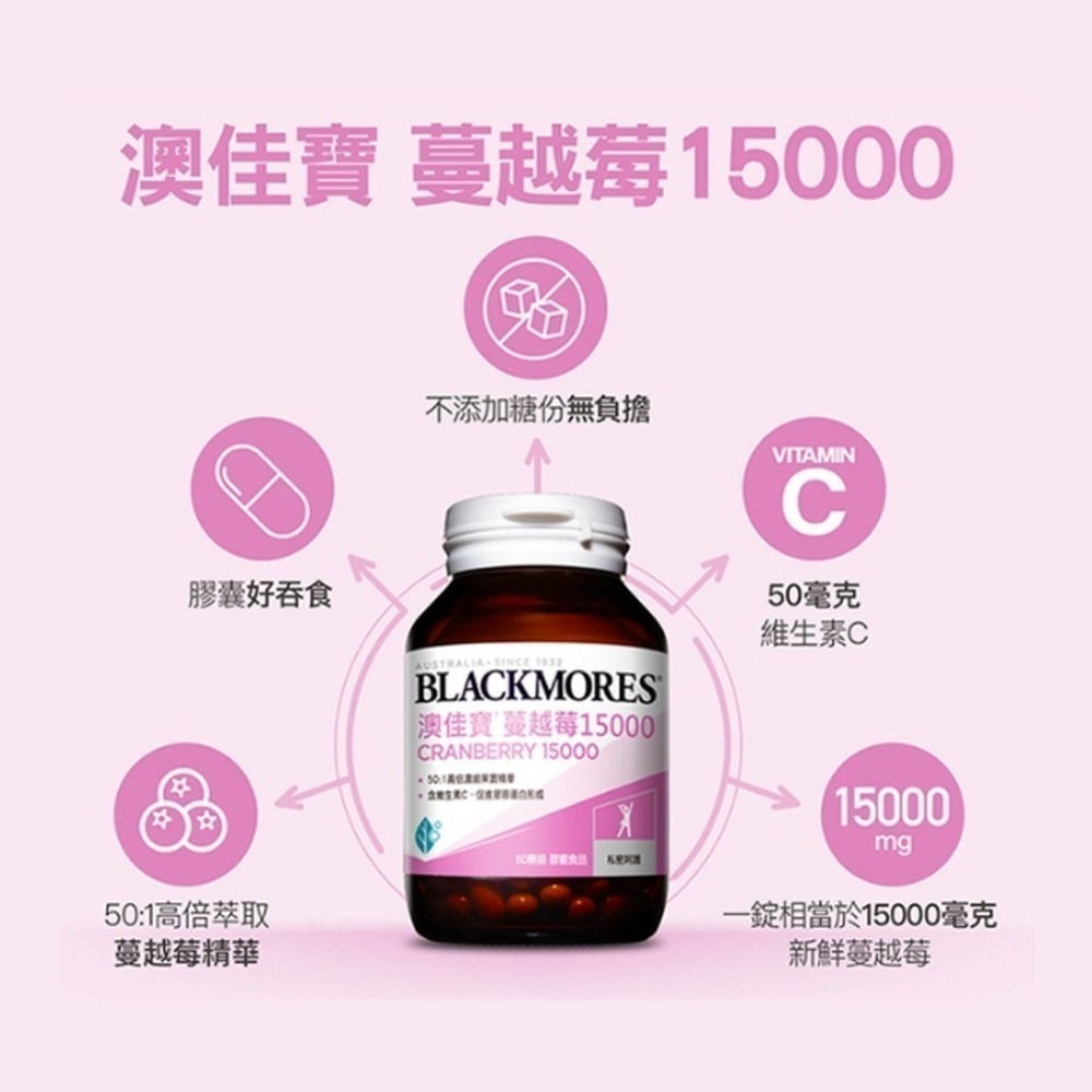 BLACKMORES 澳佳寶 蔓越莓15000 60顆/瓶 台灣公司貨》大墩藥局-細節圖3
