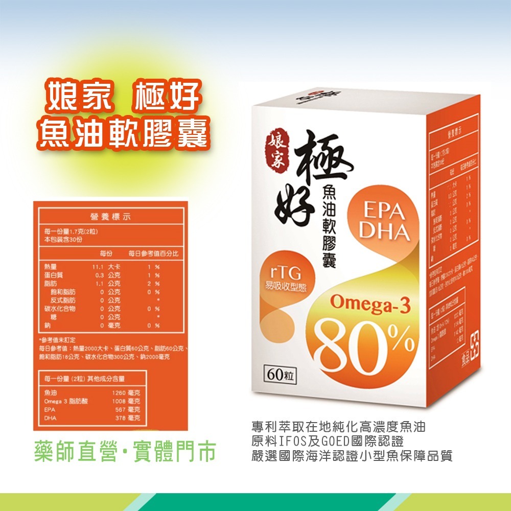 大墩藥局》娘家極好魚油軟膠囊 60顆/盒 台灣公司貨-細節圖3