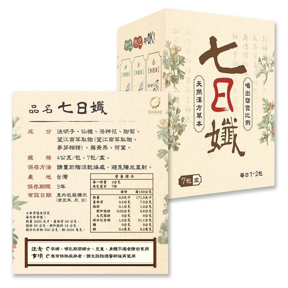 七日孅 孅茶包 7包/盒(原味/玫瑰綠茶/桂花薄荷) 家家生醫 台灣公司貨》大墩藥局-細節圖3