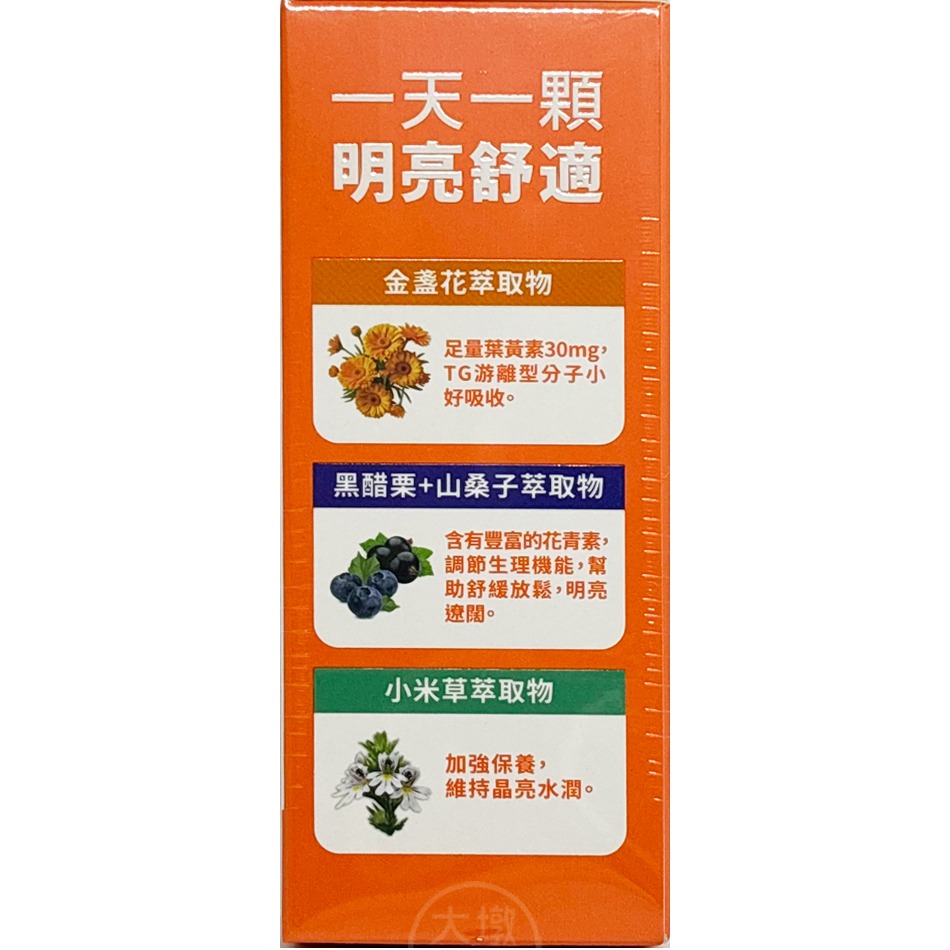 中化健康360 明亮對策 金盞花葉黃素膠囊 30顆/盒 游離型葉黃素 花青素 黑醋栗 山桑子 小米草 鋅》大墩藥局-細節圖3