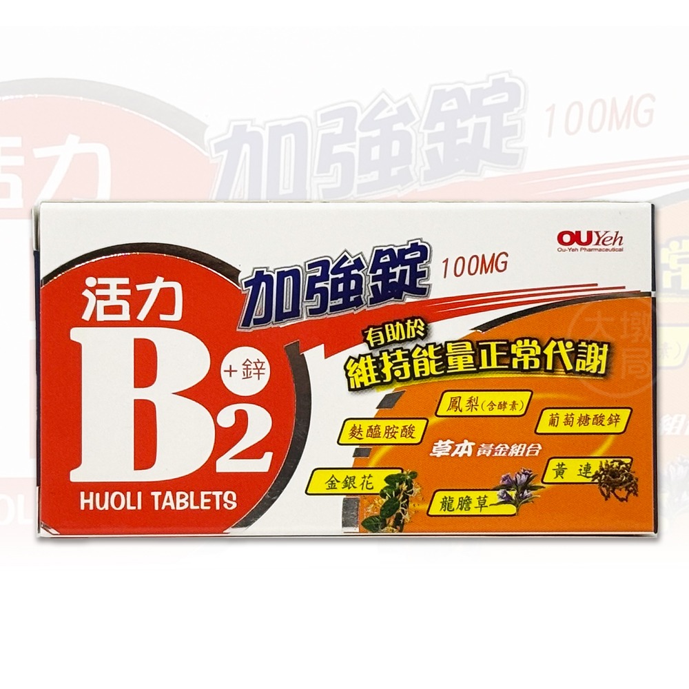 歐業 活力B2加強錠 20錠/盒 台灣公司貨 》大墩藥局-細節圖2
