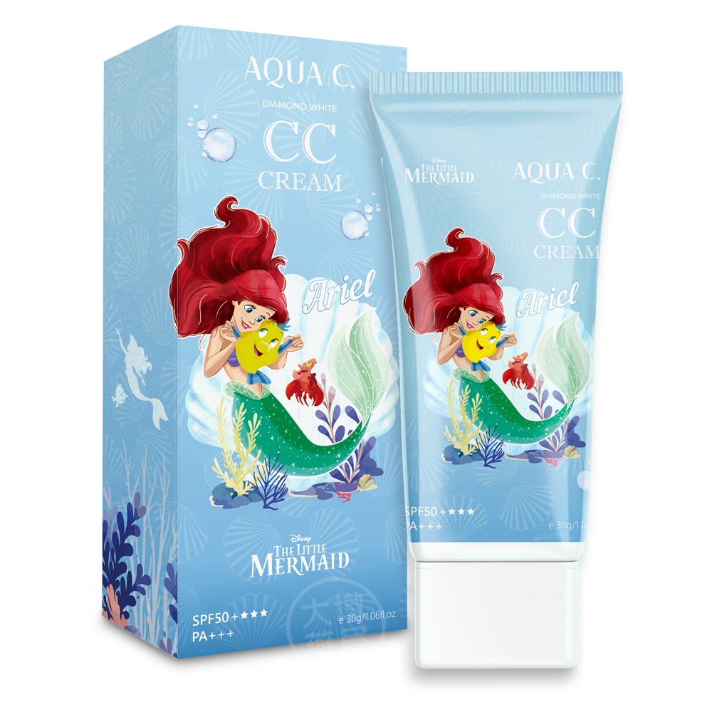 AQUA C.花漾皙 迪士尼版 鑽白CC素顏防曬霜 30g/1入(2入贈美妝蛋) 素顏防曬乳 海洋友善 公司貨 》大墩-細節圖2
