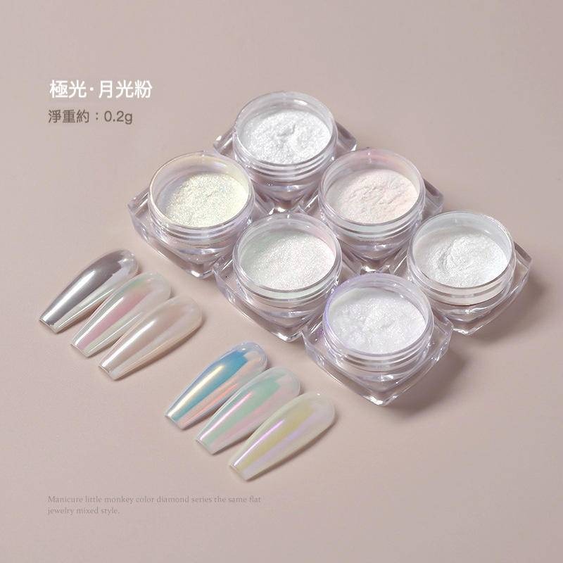 現貨｜ 美甲 細緻月光粉 銀色魔鏡粉 月光仙女粉 珍珠粉 冰透幻彩極光粉 鏡面仙仙粉 網紅海莉款 偏光珍珠粉-細節圖2
