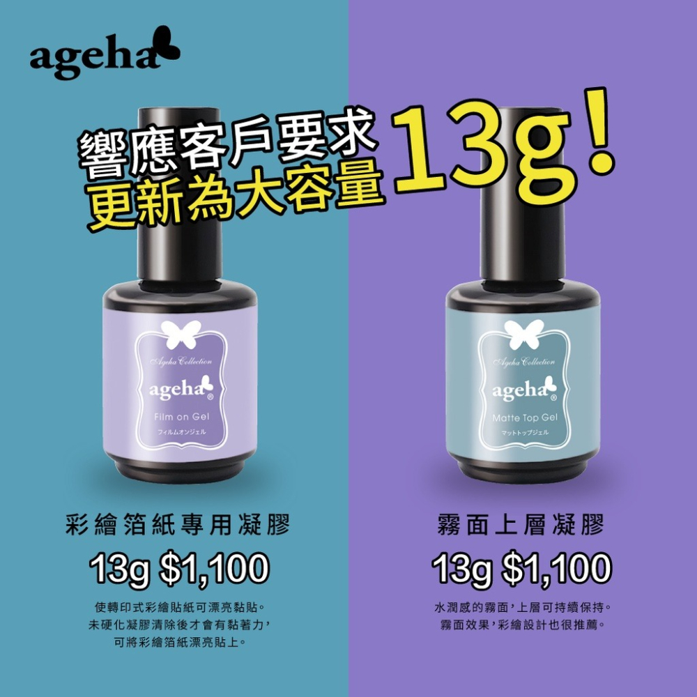 現貨供應🦋 ageha gel 日本功能膠 彩繪箔紙專用甲油膠 免清甲片專用上層甲油膠 霧面上層 底層甲油膠-細節圖4