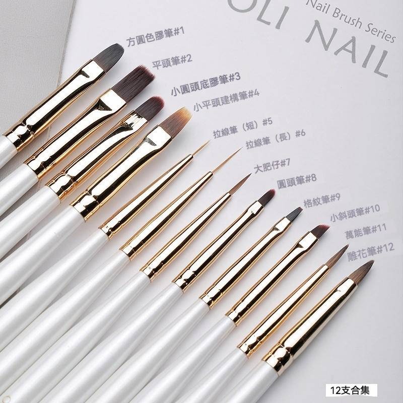 現貨｜ Ouboli 美甲彩繪筆 凝膠筆套組 贈洗筆液 拉線筆 鷗博麗 漸變暈染筆刷 初學者套組 平頭筆 建構筆-細節圖5